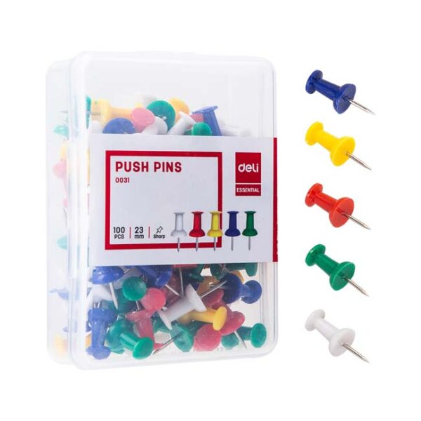 Deli Color Push Pins 100pcs